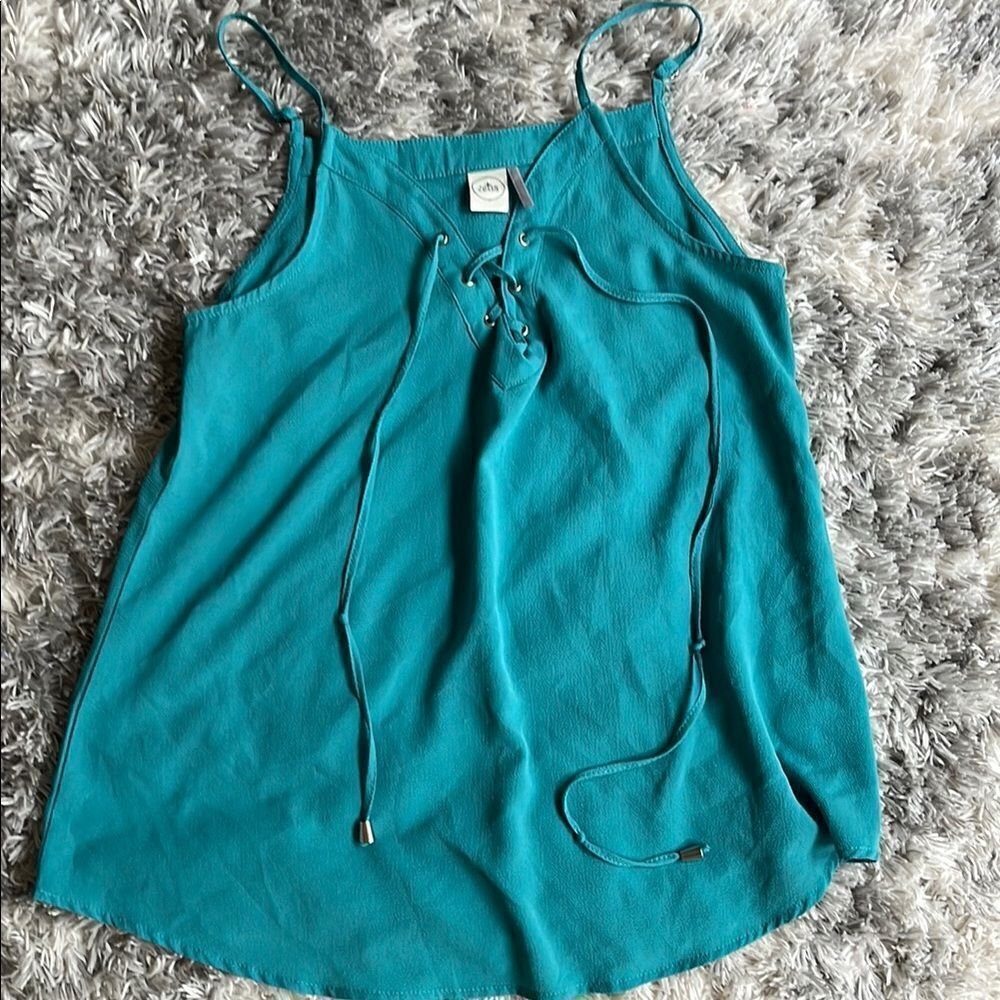 Teal Lace-Up Women's Top